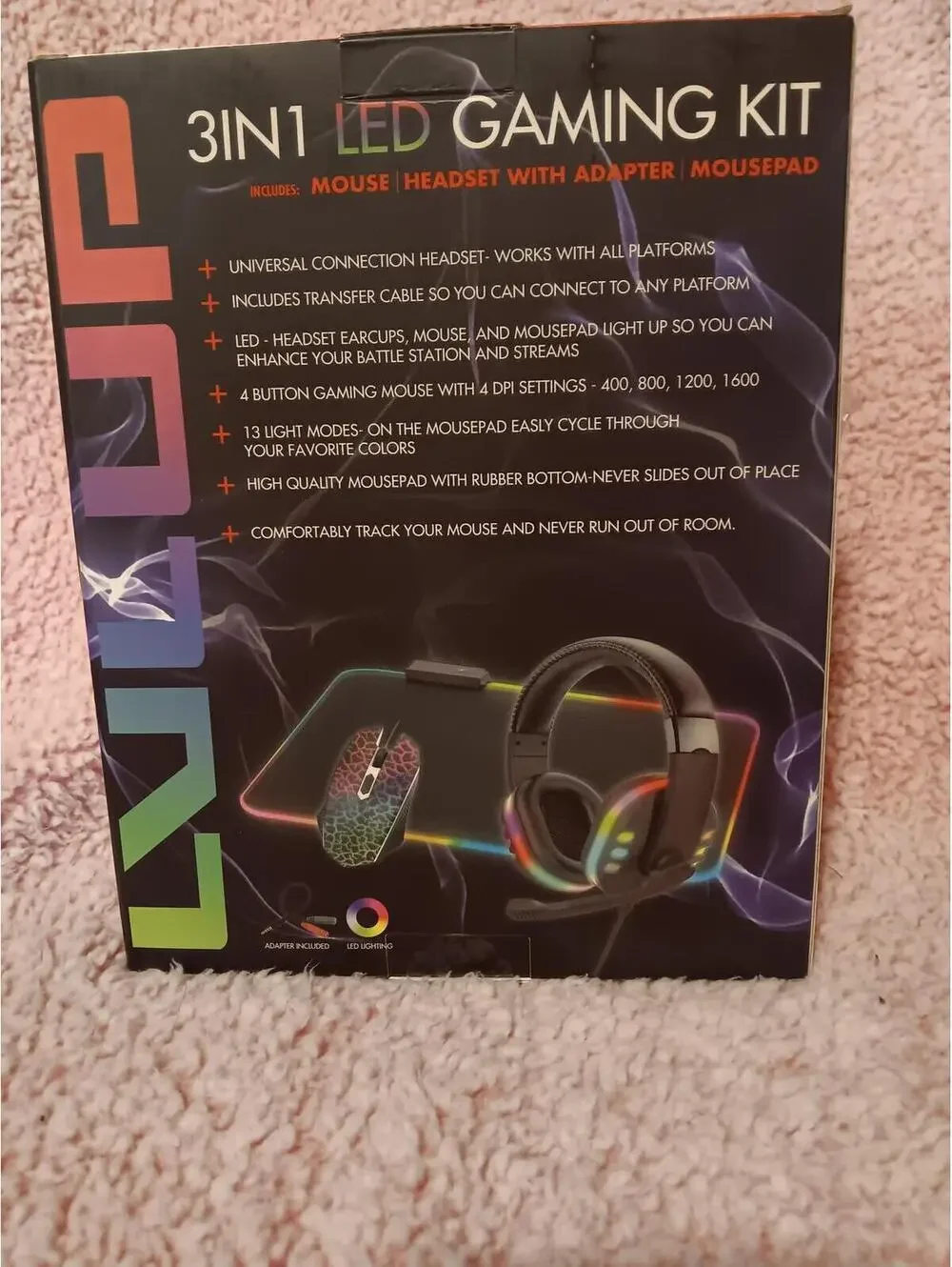 LVLUP 3-in-1 LED Gaming Kit Mouse Headset Mousepad